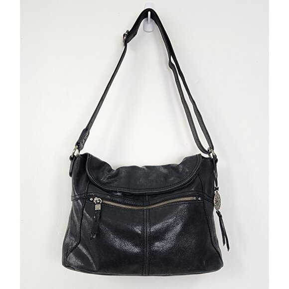 The Sak Black Leather Crossbody Adjustable Strap Rock Boho Grunge Costal Cowgirl - Picture 8 of 16